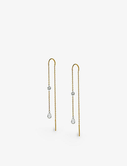 THE ALKEMISTRY: Aria&nbsp;18ct yellow-gold and 0.18ct mixed-cut diamond threader earrings