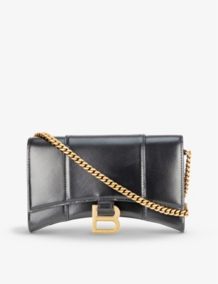 BALENCIAGA: Hourglass leather wallet-on-chain