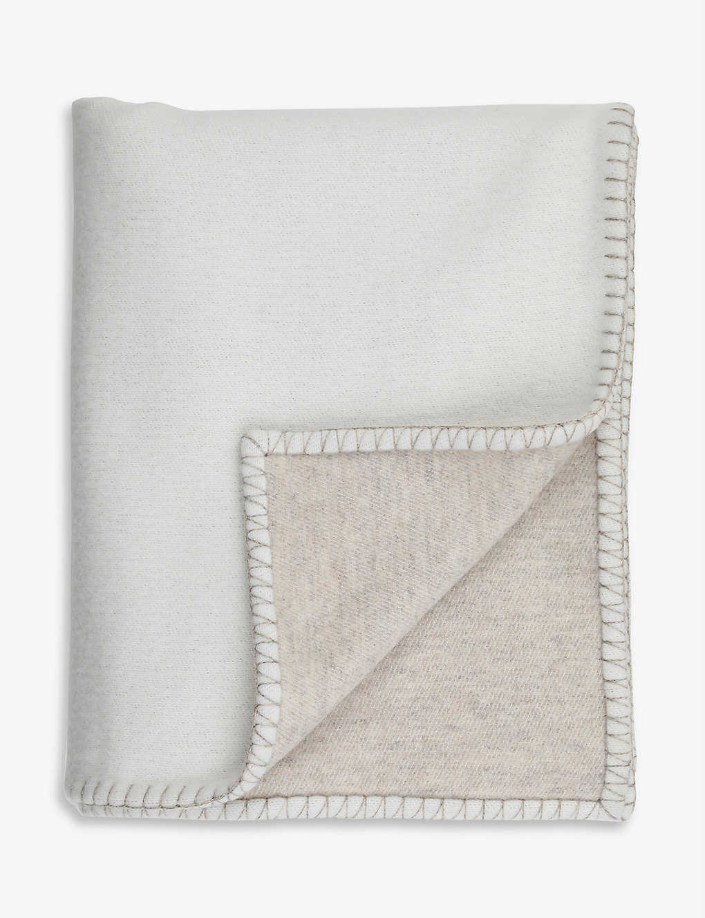 Johnstons Beige Reversible Wool And Cashmere-blend Blanket 190cm X 140cm