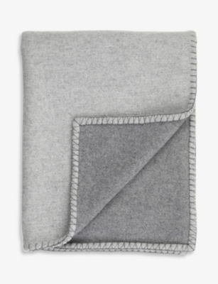 Johnstons Grey Reversible Wool And Cashmere-blend Blanket 190cm X 140cm
