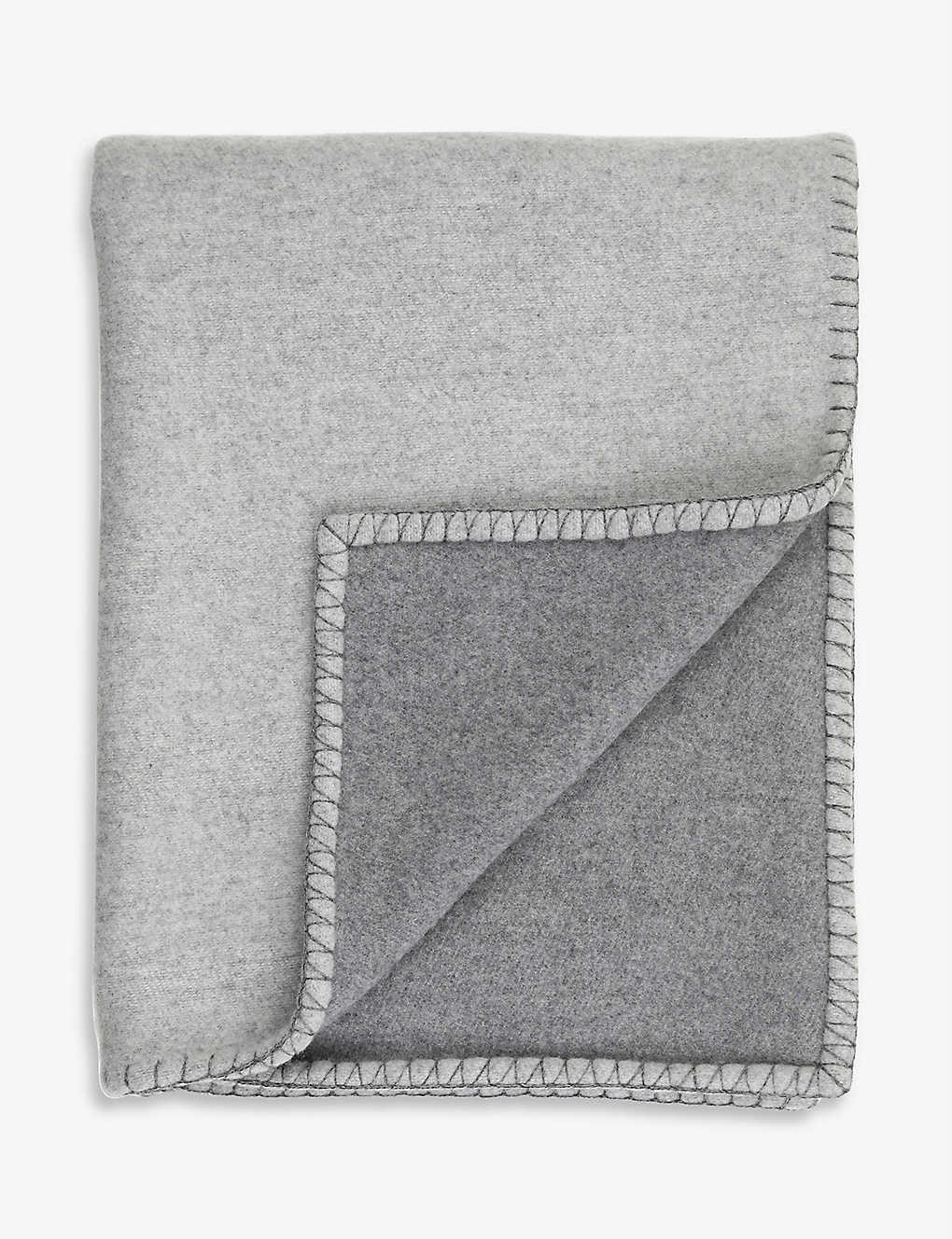 Johnstons Grey Reversible Wool And Cashmere-blend Blanket 190cm X 140cm