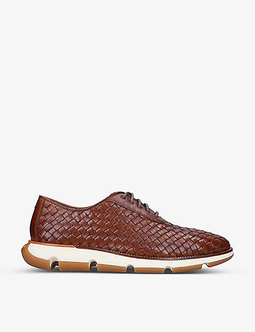 COLE HAAN: 4.Zerogrand woven leather oxford shoes