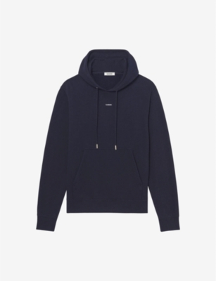 SANDRO: Logo-embroidered organic cotton-jersey hoody