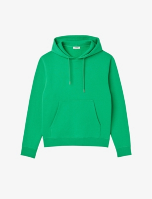 Sandro Logo-embroidered Organic Cotton-jersey Hoody In Verts
