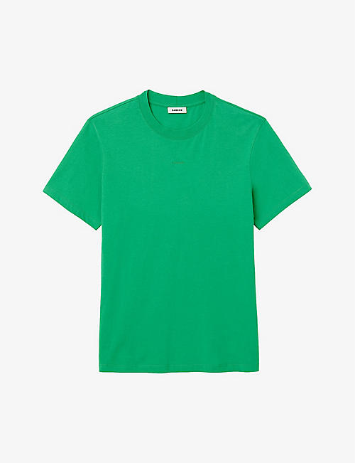 SANDRO: Logo-embroidered crewneck cotton-jersey T-shirt