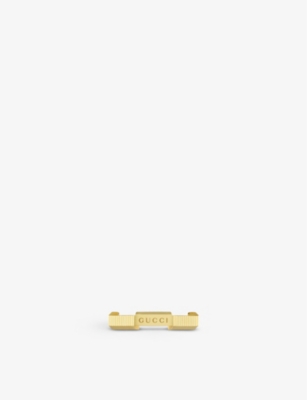Shop Gucci Womens Yellow Gold Link To Love Logo-embossed 18ct Yellow Gold Ring