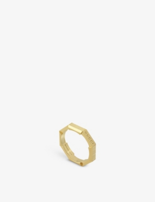 Gucci Link To Love Logo-embossed 18ct Yellow Gold Ring