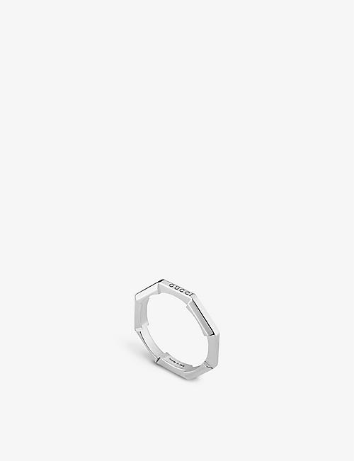 GUCCI: Link to Love logo-embossed 18ct white gold ring
