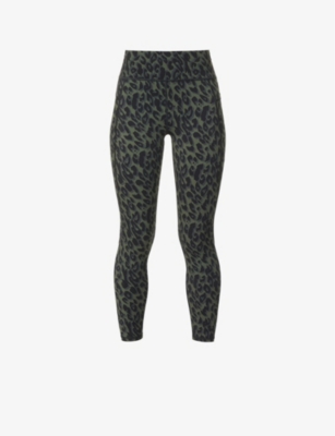 Sweaty Betty Zero Gravity 7/8 Running Leggings, Olive Leopard, XXS