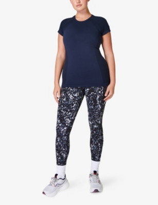 Sweaty Betty Womens Navy Blue Athlete Seamless Workout Stretch-woven T-shirt In Navy Blue