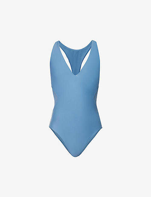 SWEATY BETTY: Carve V-neck stretch-regenerated nylon swimsuit