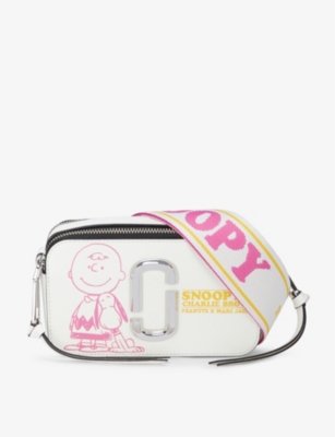 Marc Jacobs Snapshot Peanuts Snoopy Leather Shoulder Bag In Chalk
