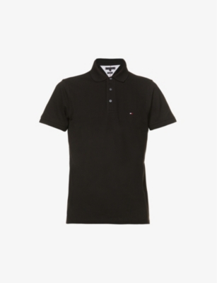 Tommy Hilfiger Slim-fit Cotton-pique Polo Shirt In Black