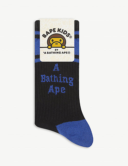 A BATHING APE: Branded striped cotton-blend socks