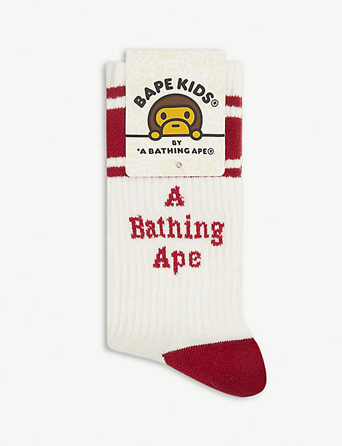 A BATHING APE: Branded striped cotton-blend socks