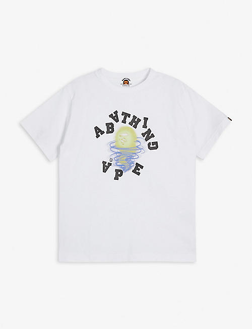 A BATHING APE: Whirlwind graphic logo cotton T-shirt 5-16 years