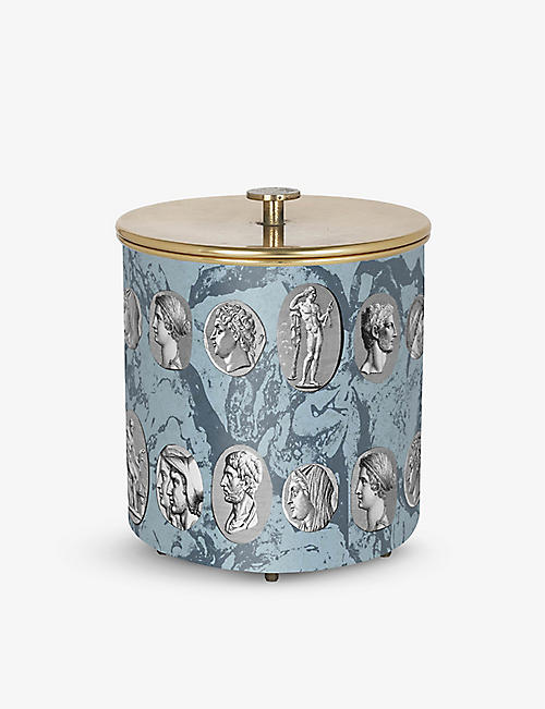 FORNASETTI: Cammei graphic-print iron, plastic and brass ice bucket 27cm