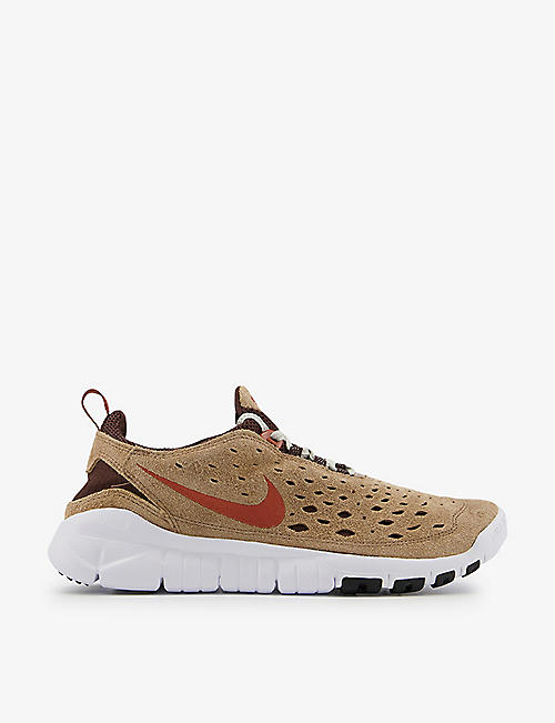 NIKE: Free Run Trail perforated suede low-top trainers
