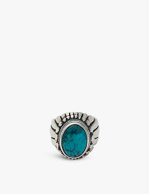 THE GREAT FROG: Small Feather sterling silver and turquoise ring