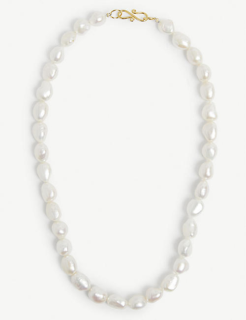 DAPHINE: Ines baroque pearl and 18ct gold-plated brass necklace