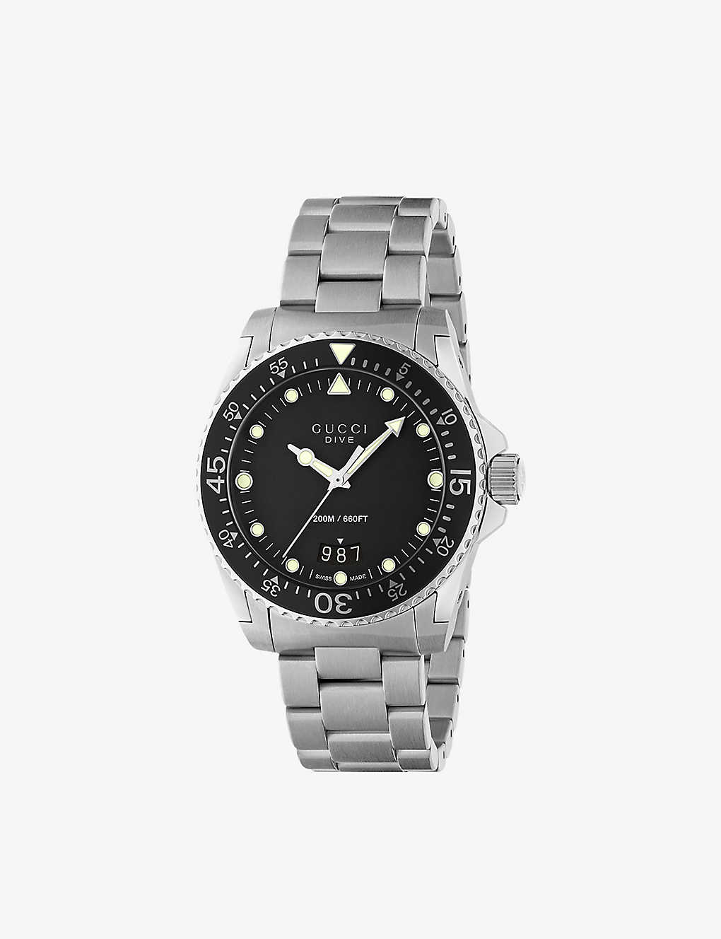Gucci Ya136301b Dive Stainless Steel Quartz Watch In Silver