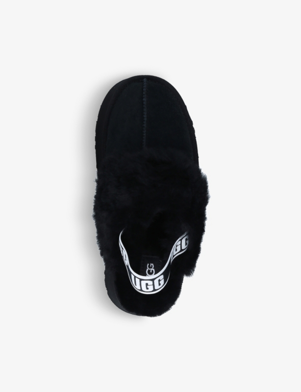 Funkette suede and sheepskin platform slippers