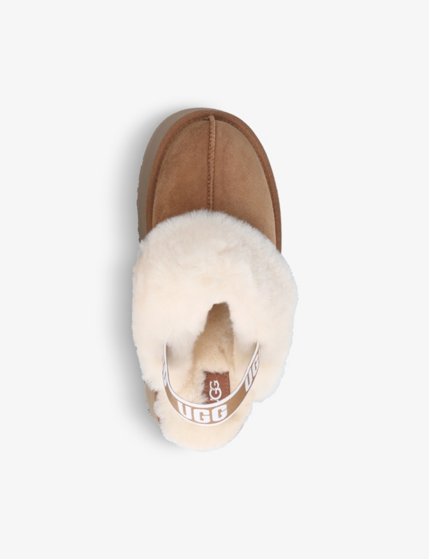 Funkette suede and sheepskin platform slippers