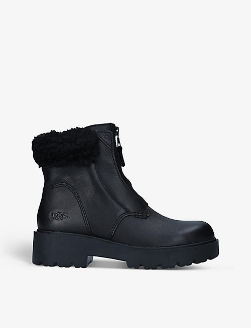 UGG: Czeriesa logo-embossed grained-leather ankle boots