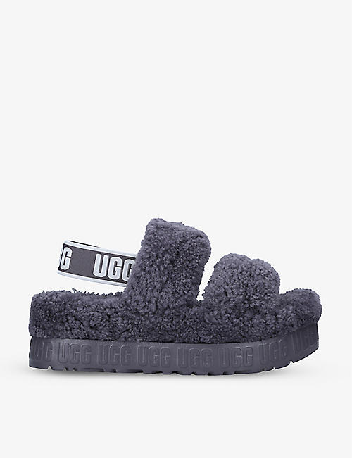 UGG: Oh Fluffita logo-strap sheepskin sandals