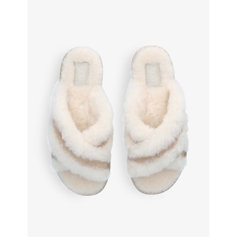 Shop Ugg Women's Cream Scuffiata Round-toe Sheepskin Slippers