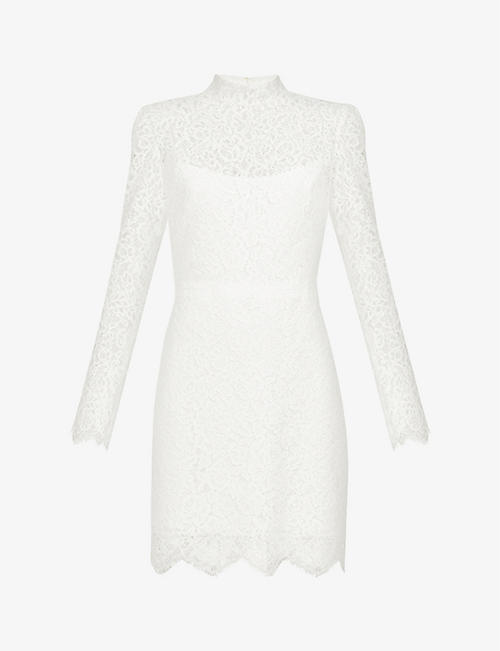 JENNY YOO: Hart high-neck stretch-lace mini dress