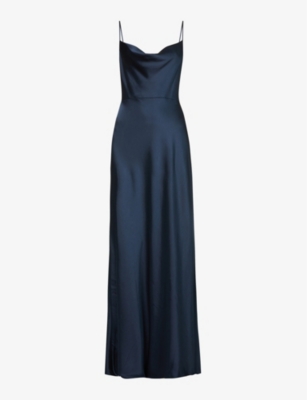 Jenny Yoo Sylvie Cowl-neck Satin Gown In French Blue | ModeSens