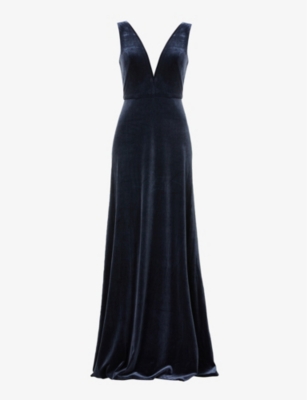 JENNY YOO LOGAN V-NECK VELVET GOWN