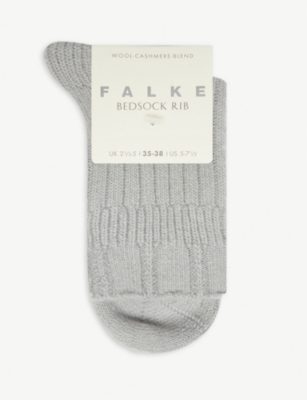 Falke Bedsock Ribbed Knitted Wool-blend Socks In 3290 Silver