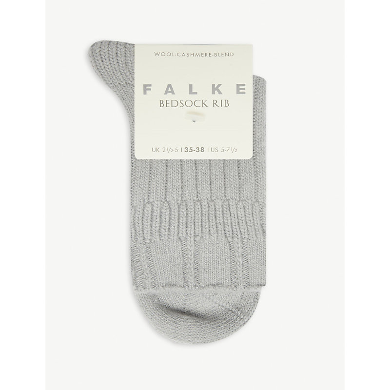 Falke Bedsock Ribbed Knitted Wool-blend Socks In 3290 Silver