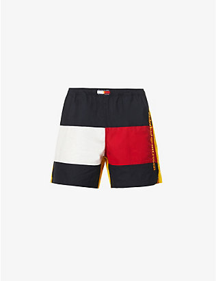 TOMMY HILFIGER: Tommy x Timberland brand-embroidered shell swim shorts
