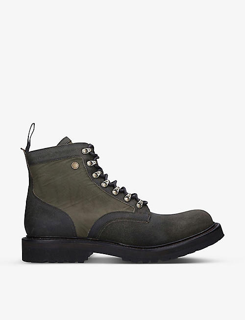 BARBOUR: Barbour x Cheaney lace-up upcycled waxed-cotton ankle boots
