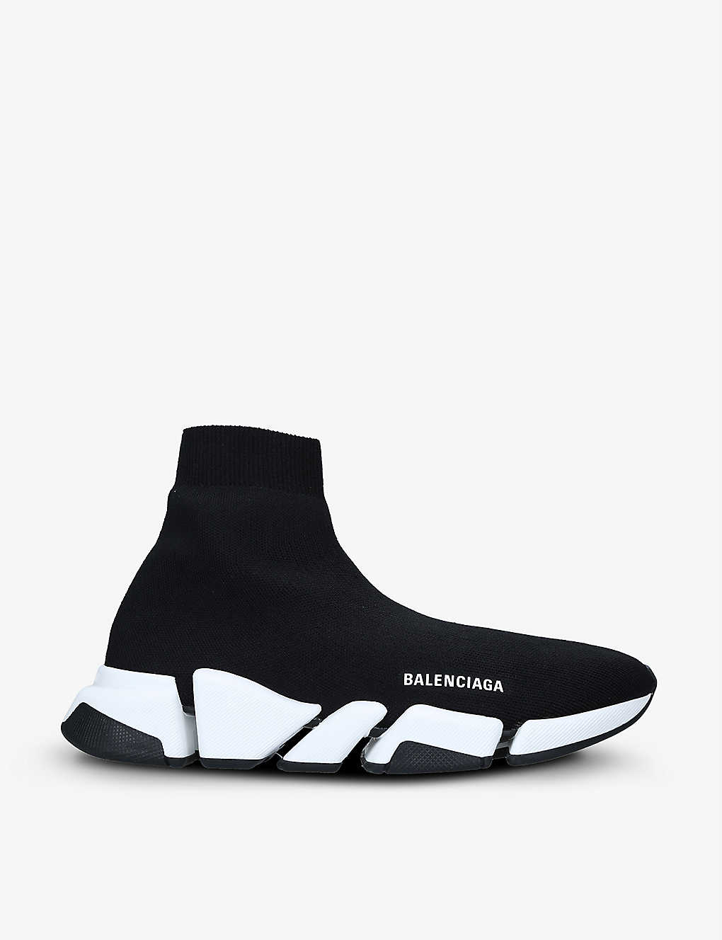Balenciaga Men's Speed 2.0 Stretch-knit Trainers In Blk/white