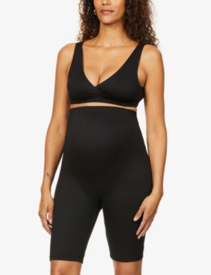 Shop Bumpsuit Maternity The Comfy Reversible Stretch-woven Bra In Black