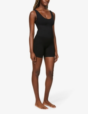 Shop Bumpsuit Womens Black Maternity The Support Postpartum Stretch-woven Bodysuit