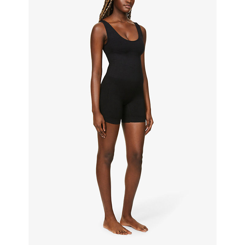 Shop Bumpsuit Womens Black Maternity The Support Postpartum Stretch-woven Bodysuit