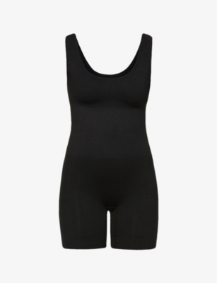 Bumpsuit Maternity The Support Postpartum Stretch-woven Bodysuit In Black