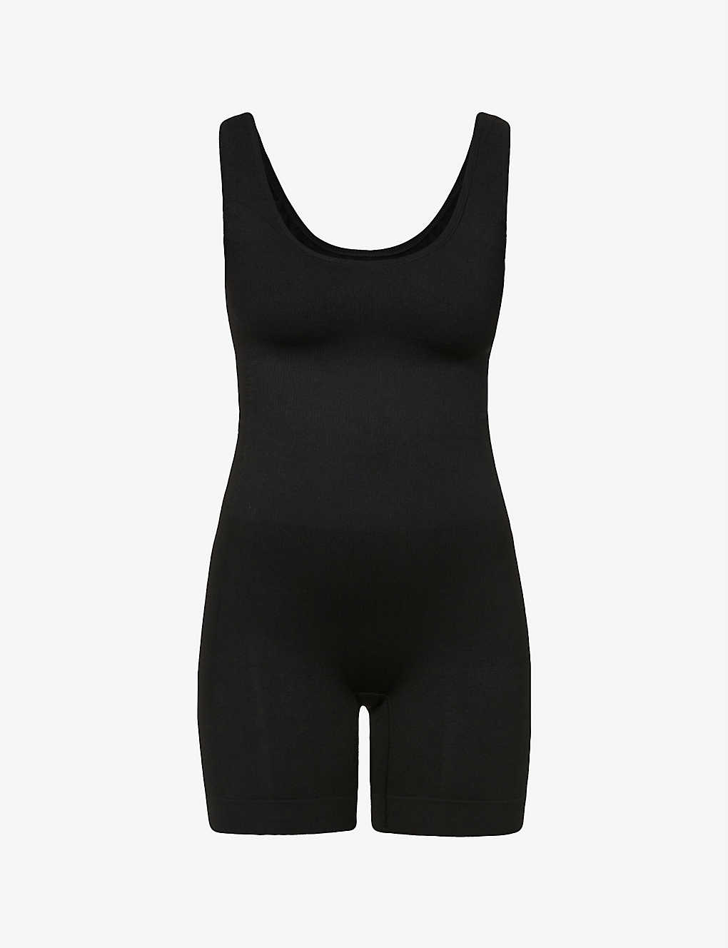 Bumpsuit Maternity The Support Postpartum Stretch-woven Bodysuit In Black