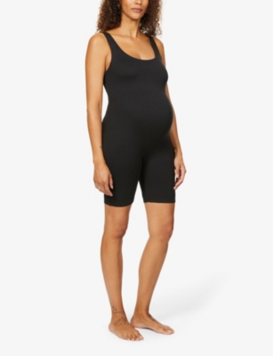 BUMPSUIT WOMENS BLACK MATERNITY THE CINDY SCOOP-NECK STRETCH-WOVEN UNITARD XL 48525993