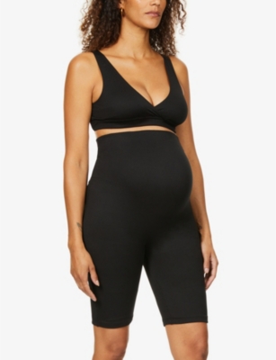 Shop Bumpsuit Women's Black Maternity The Short High-rise Stretch-woven Shorts