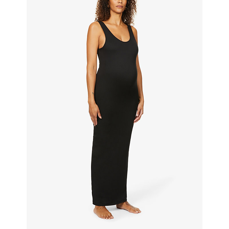 Shop Bumpsuit Women's Black Maternity The Dress Stretch-woven Maxi Dress