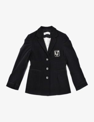 Kidswear Collective Boys Black White Kids Pre-loved Dior Single-breasted Stretch Cotton-blend Blazer