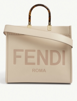 FENDI Sunshine logo print leather tote bag Selfridges