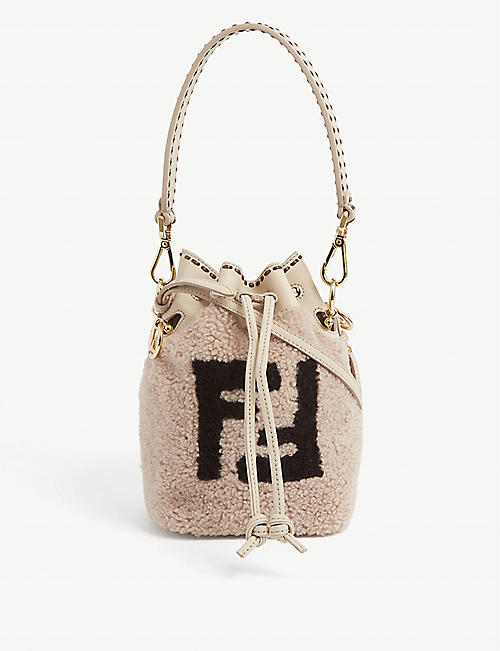 FENDI: Mon Trésor mini shearling bucket bag