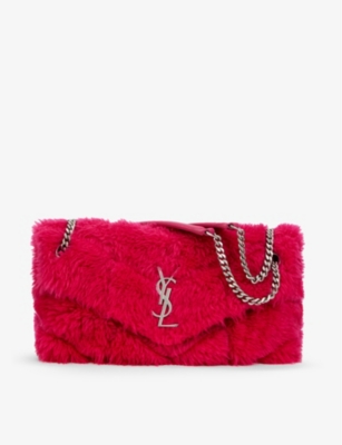 SAINT LAURENT Loulou quilted shearling clutch bag Selfridges